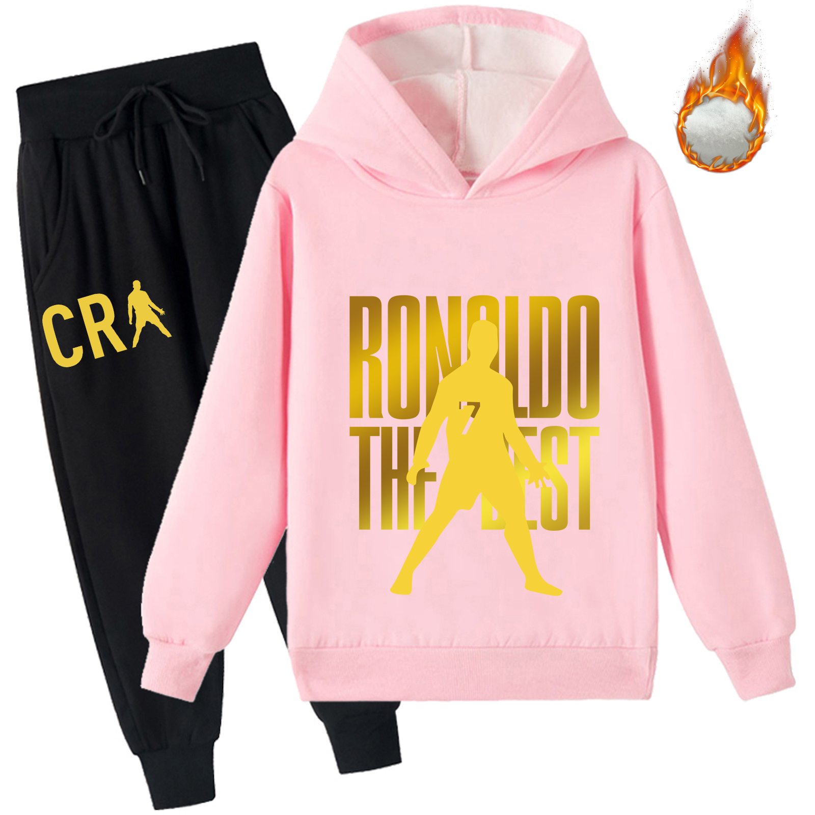 Mayoulove Cristiano Ronaldo Fleece Hoodie Set for Kids - Unisex Sportswear, Trendy  Comfortable, Perfect Gift-Mayoulove