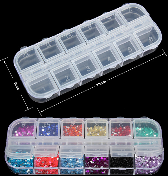 Nail Art Box Empty Divided Case Nail Tips Rhinestone Beads Gems Storage Box