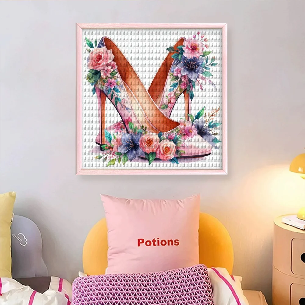 11CT Full Stamped Cross Stitch - High Heel(Canvas|40*40CM)