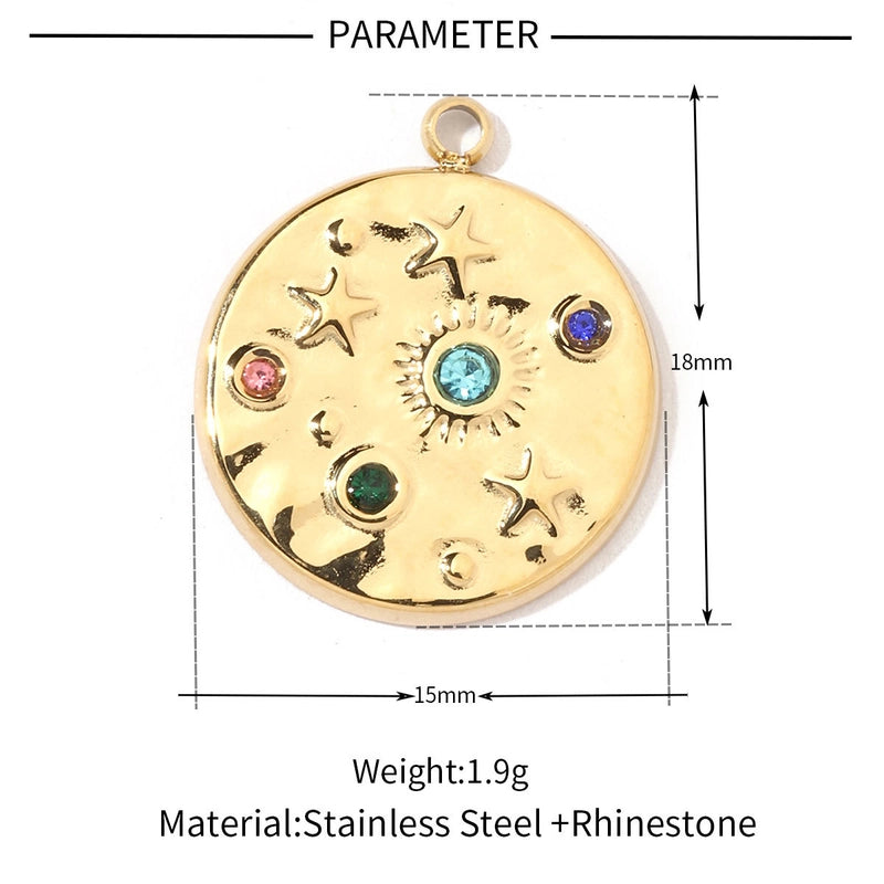 3 PCS/Package Titanium Steel Rhinestones Solid Color Jewelry Accessories Pendant