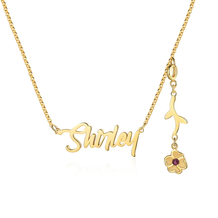 Violet Name Necklace Personalized February Birth Month Flower Necklace