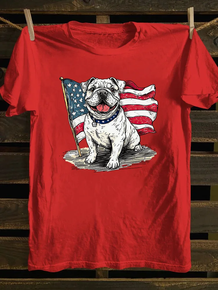 Bulldog 4th Of July T-shirt