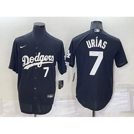 Men's Los Angeles Dodgers #7 Julio Urias Black Cool Base Stitched Jersey DYDE