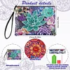 Diamond Painting Succulents Single Side PU Cosmetic Bag Ladies Clutch