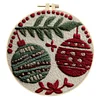 Christmas 11CT DIY Embroidery Needlepoint 25x25cm Holiday Craft Starter Set with Hoop and Scissors