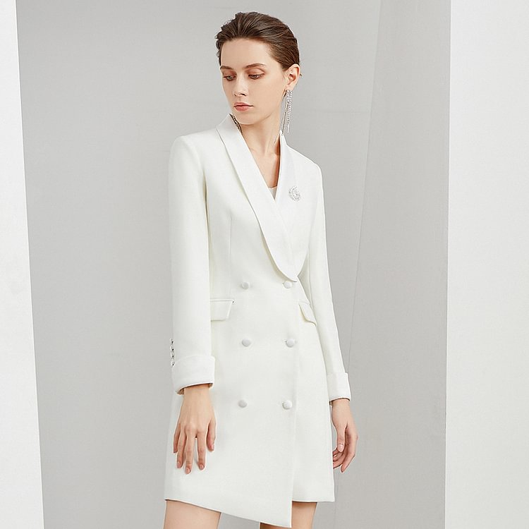 Fashion OL Double Breasted Irregular Suit Dress