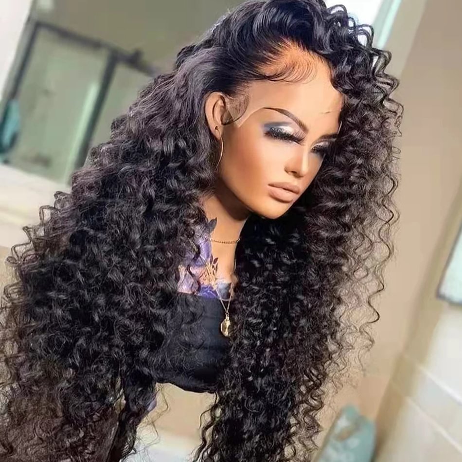 13x6 Deep Wave Human Hair Lace Frontal Wigs For Women Human Hair Wig Transparent Loose Deep Wave Curly Lace Front Wigs Remy 180% US Mall Lifes