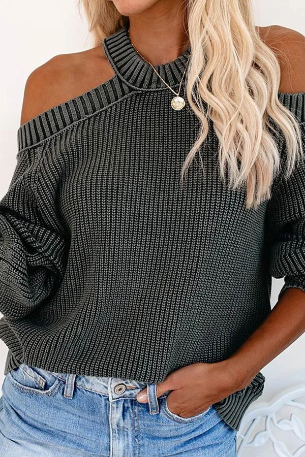 Sexy Round Neck Off The Shoulder Sweater