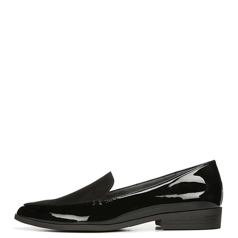 TAAFO Black Patchwork Women Flats Chunky Pointed Toe Loafers Ladies Casual Shoes