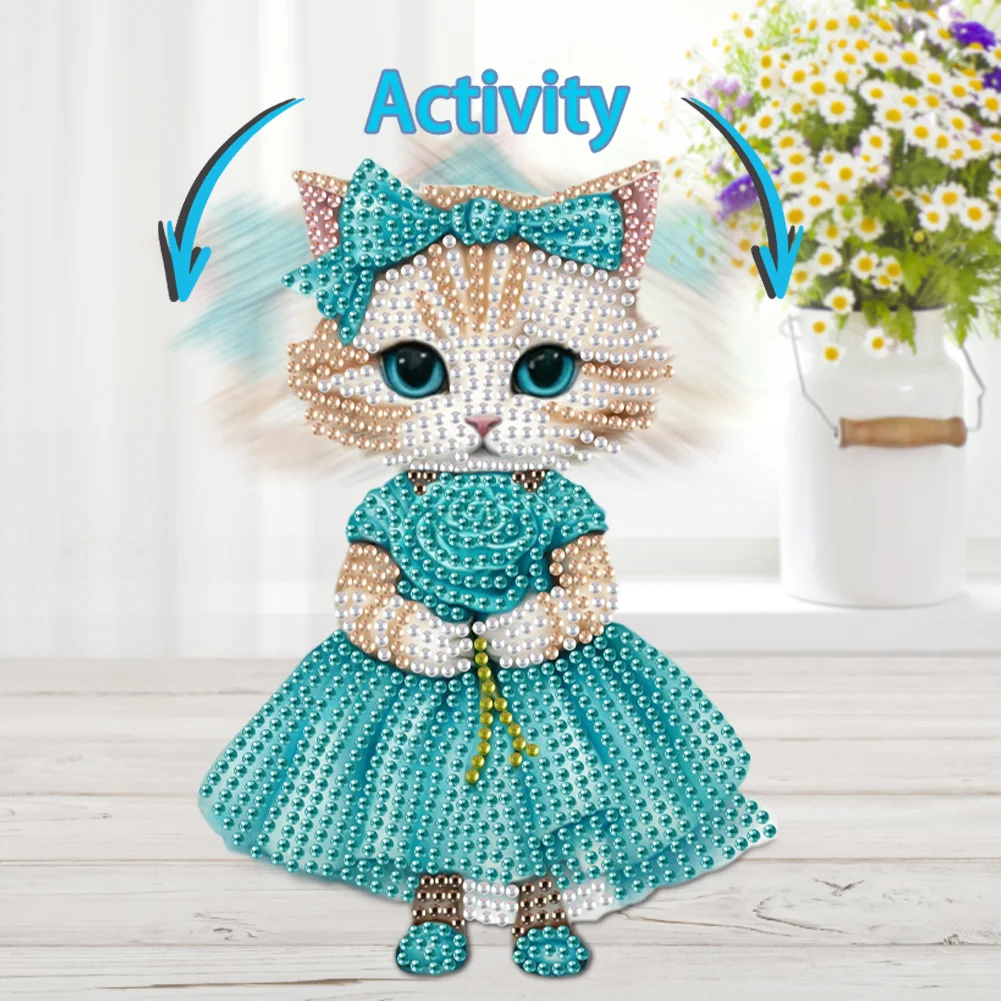 DIY Cat Acrylic Shaking Head Table Top Special Shaped Drill Diamond Painting Ornament Kits