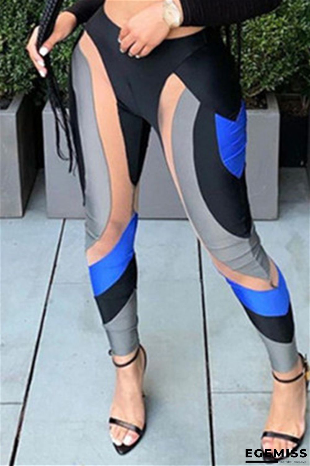 Black Fashion Casual Print Patchwork Skinny High Waist Pencil Trousers | EGEMISS