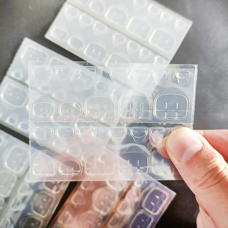 240pcs/10sheets Wholesale Double Side Glue Sticker Adhesive Tape Water Proof Sticker Pink Sticker Nails Tabs Tools Bag T013-Nail Inspo