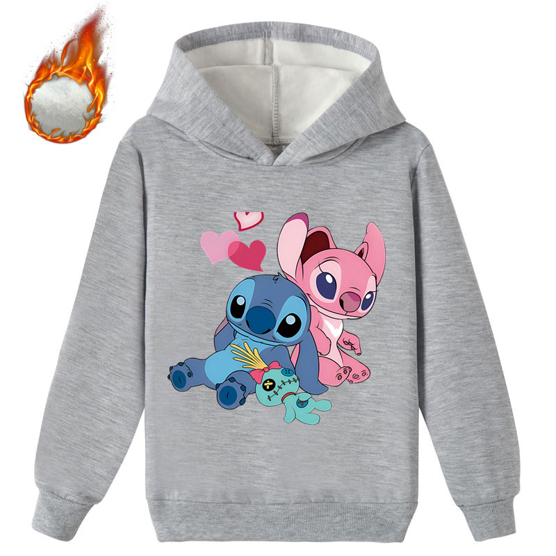 Mayoulove Stitch Fleece Hoodie - Soft and Warm Children's Sweatshirt for Disney Fans of All Ages-Mayoulove