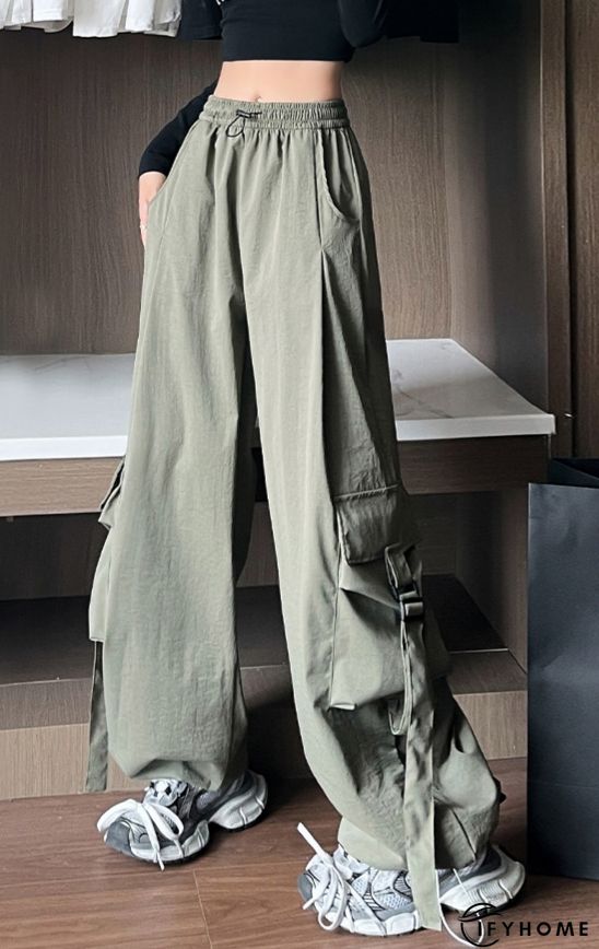 Drawstring Waist Flap Pockets Cargo Pants, Casual & Versatile High Waist Pants For Spring & Summer, Women's Clothing | IFYHOME
