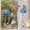 3PCS-1 5D DIY Diamond Painting Wind Chimes Suncatcher Kit Double Sided Diamond Art Kits Suncatcher with Crystal Pendant for Home Wall Window Decor Adults DIY Art Craft