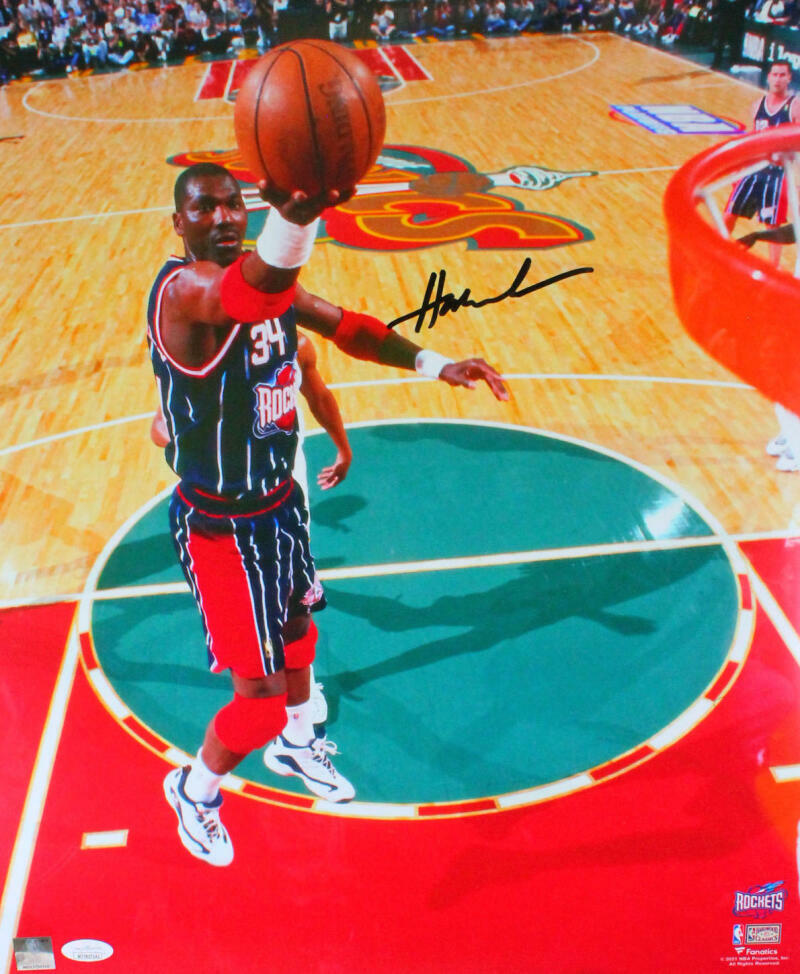 Hakeem Olajuwon Houston Rockets Autographed 16x20 Lay Up Photo Poster painting- JSA W *Black