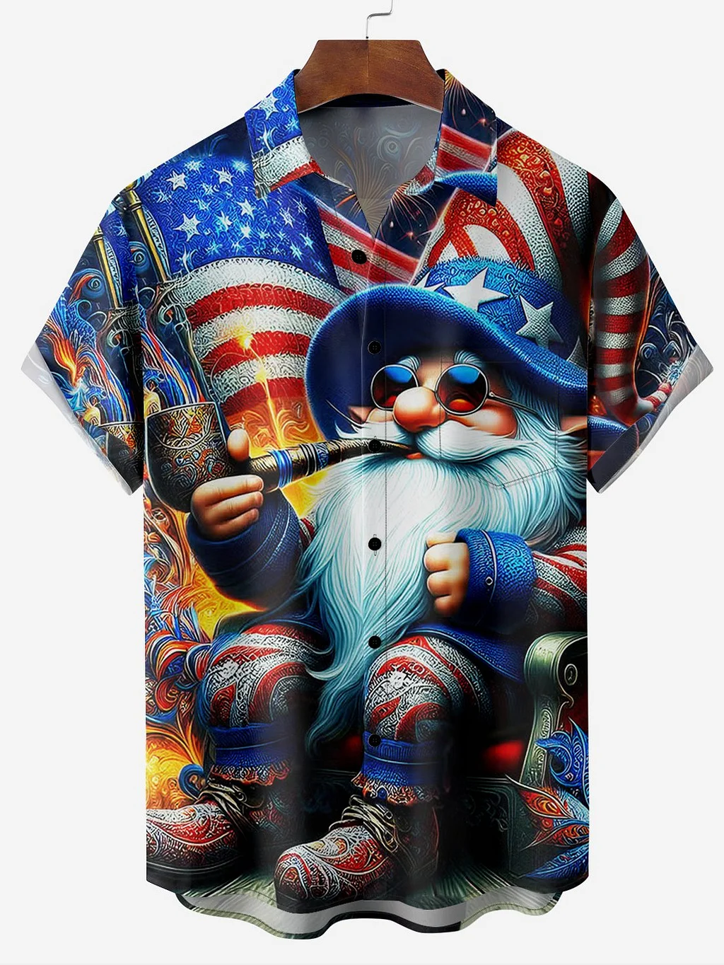 Men's American flag print shirt PLUSCLOTHESMAN