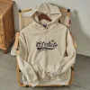 American Retro Heavy Letter Pullover Hooded Sweatshirt