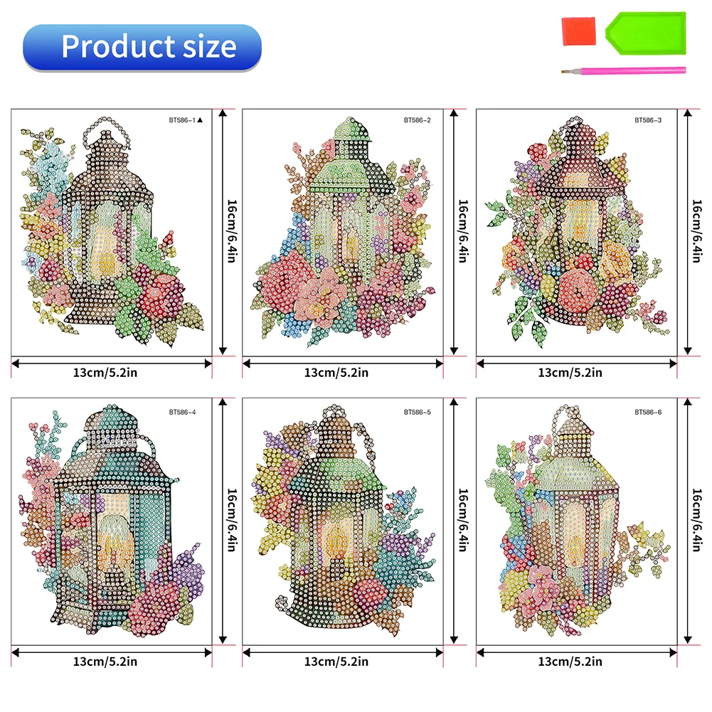 6pcs/a set DIY Flower Lamp Diamond Painting Sticker Gem Sticker for Boy Gift