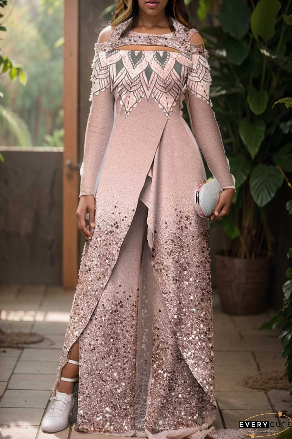 elegant gradient print off shoulder women s jumpsuit