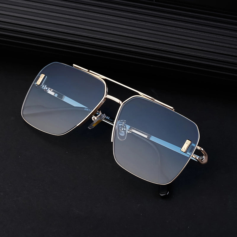 Retro Minimalist Commute Gradient Color Pc Square Full Frame Men’s Sunglasses