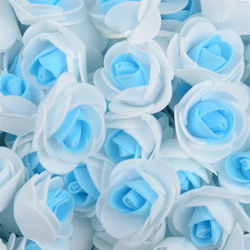 50PCS PE Foam Artificial Rose Flower Head Handmade DIY Wedding Home Decoration DIY Scrapbooking Double color Fake Flowers Craft