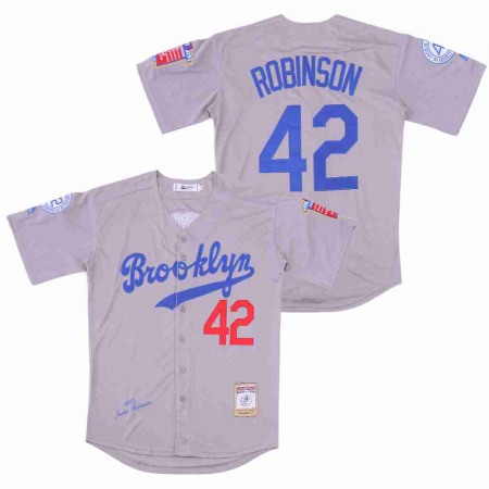 Men's Los Angeles Dodgers #42 Jackie Robinson Grey Cool Base Stitched Jersey BA88