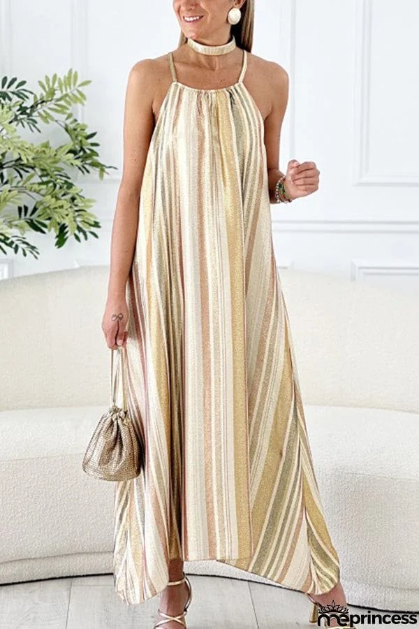 Metallic Earth Stripe Dress