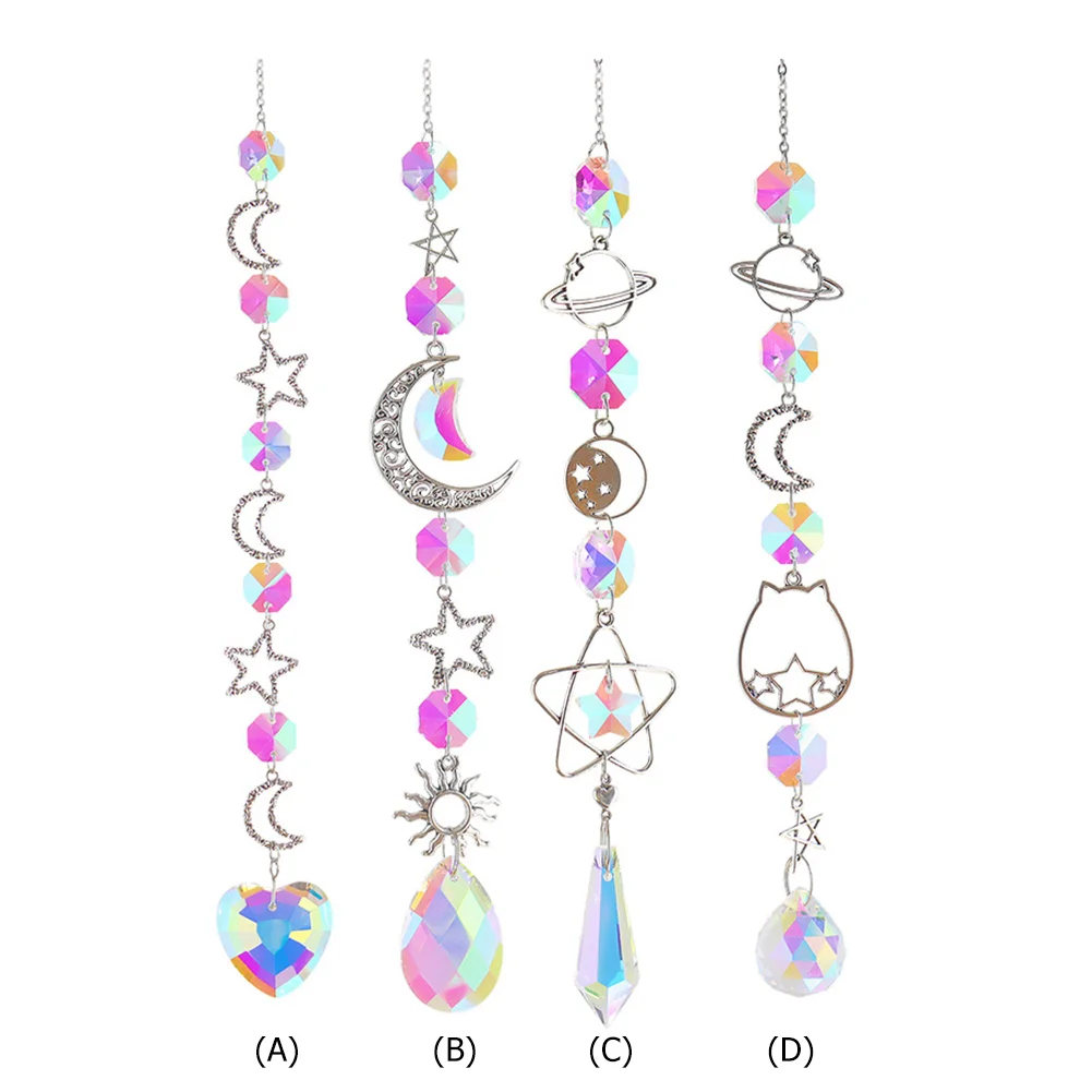 Crystal Wind Chime Prism Catchers Hanging Ornament Curtain Garden Pendant