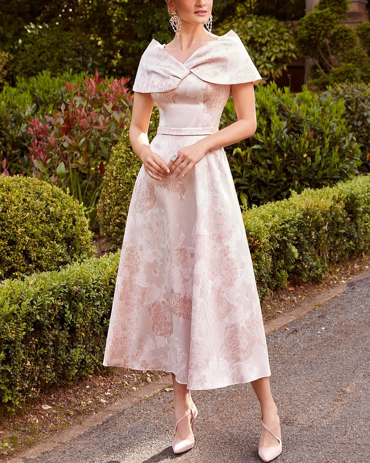 Elegant off-shoulder jacquard dress