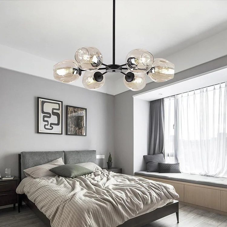 Glass Globe LED Electroplated Nordic Sputnik Chandelier Hanging Ceiling Lights - Appledas