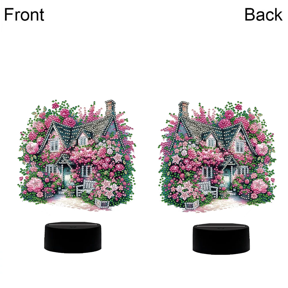 5D DIY Flower House Diamond Painting Night Light Diamond Art Lamp Home Decor