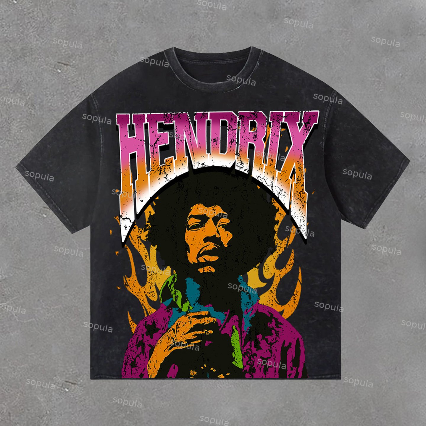 Sopula Vintage Jimi Hendrix Print Washed T-Shirt - Sopula ｜Premium Graphic Tees & Graphic Streetwear