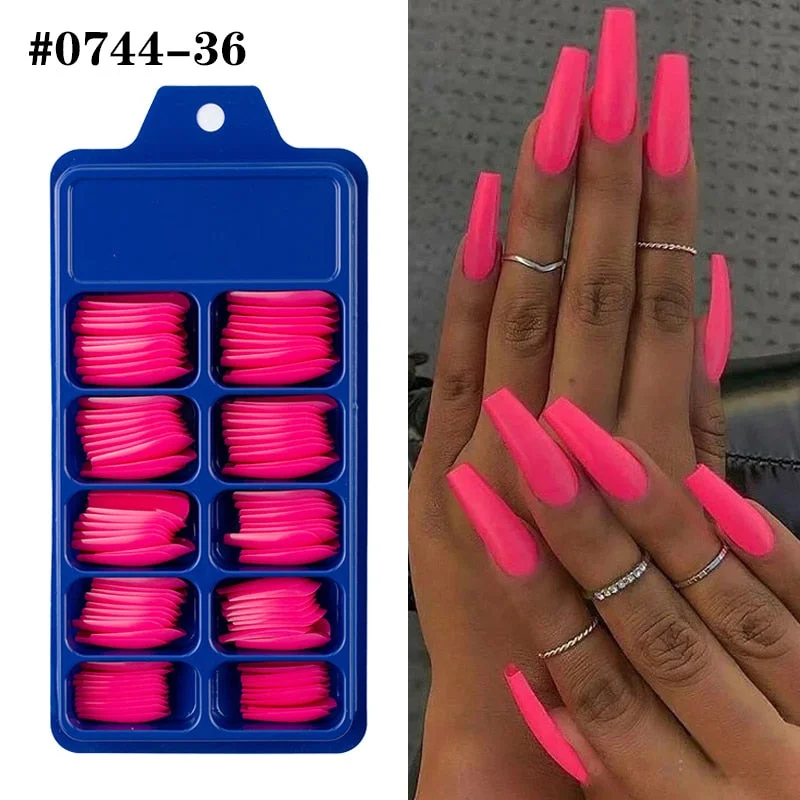 Lamemoria 100/500pcs/opp/box Fake Nails Coffin Nail Tips Press on Nails Natural Clear Long Ballerina DIY False Nail Full Cover-Nail Inspo
