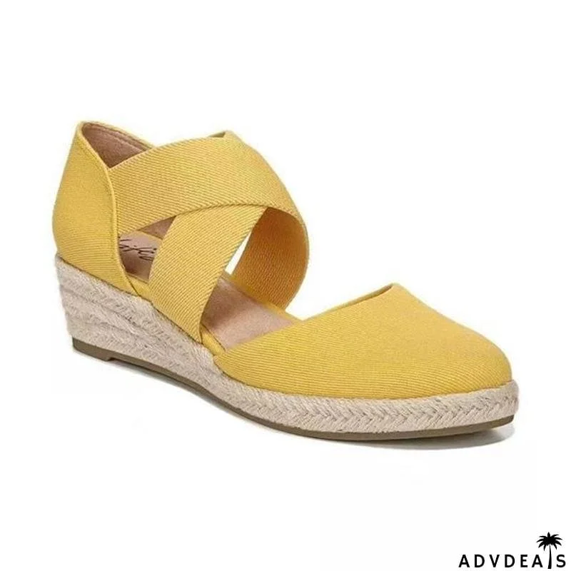 Fashion Cross Strap Wedge Heel Espadrilles Sandals for Women