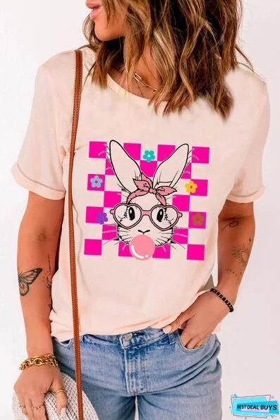Rabbit Round Neck Short Sleeve T-Shirt