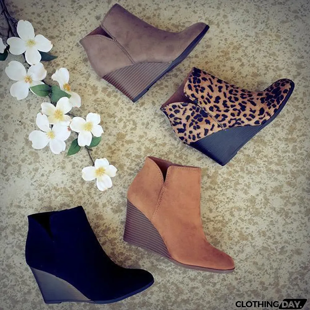 Side Slit Wedge Booties