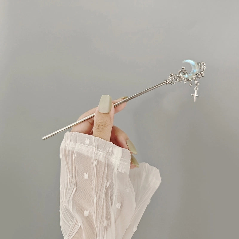 Women’s Chinoiserie Retro Flower Butterfly Fish Tail Alloy Tassel Inlay Pearl Hairpin