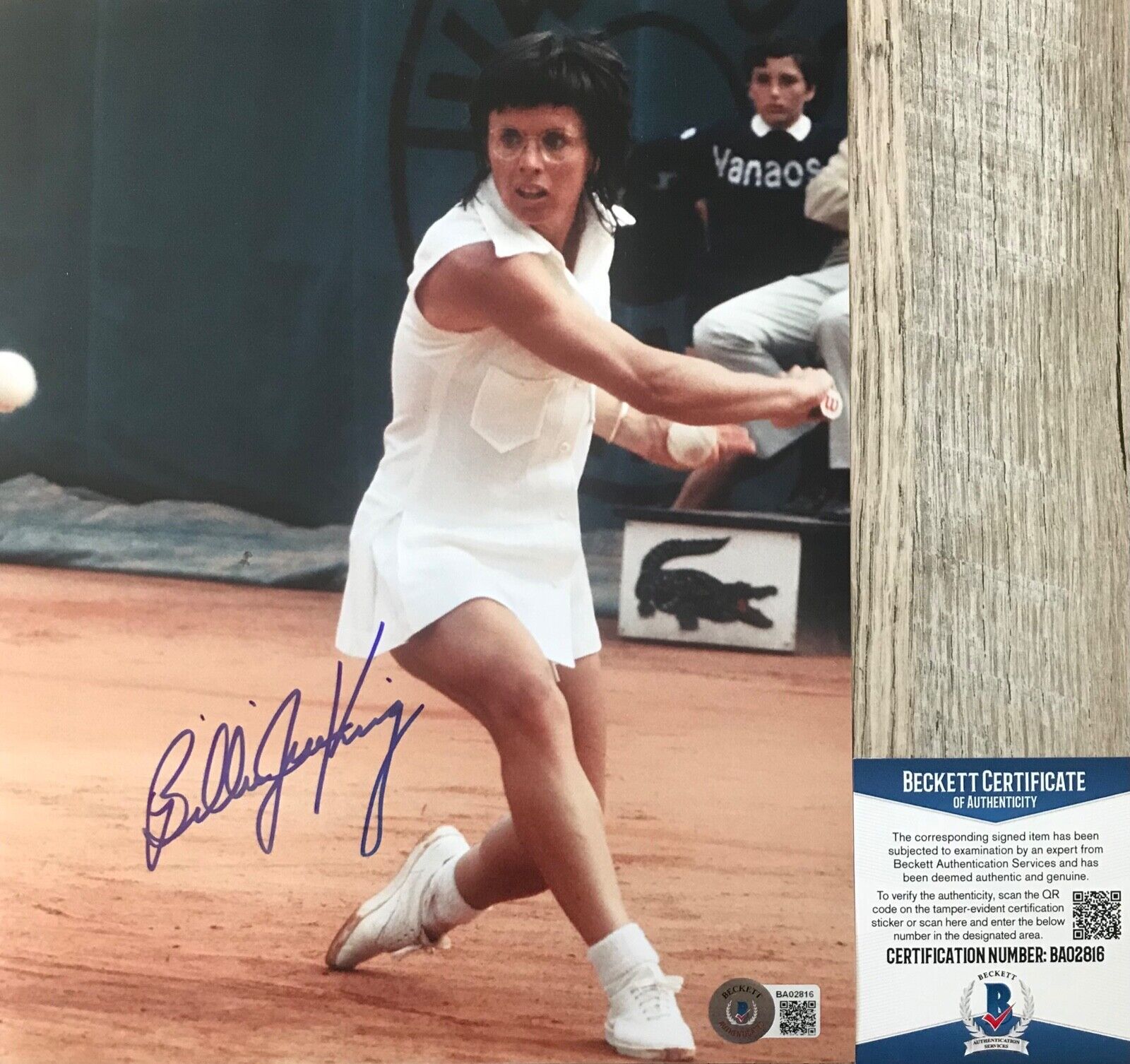 Billie Jean King Autographed Signed WIMBLEDON Tennis 8x10 Photo Poster painting Beckett BAS