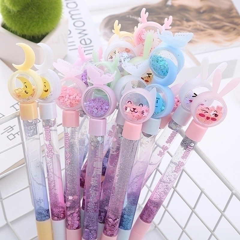 Ins Girl Heart Sequins Gel Pen Oil Quicksand Pen Good-looking Student Pen Creative Stationery Office Signature Pen