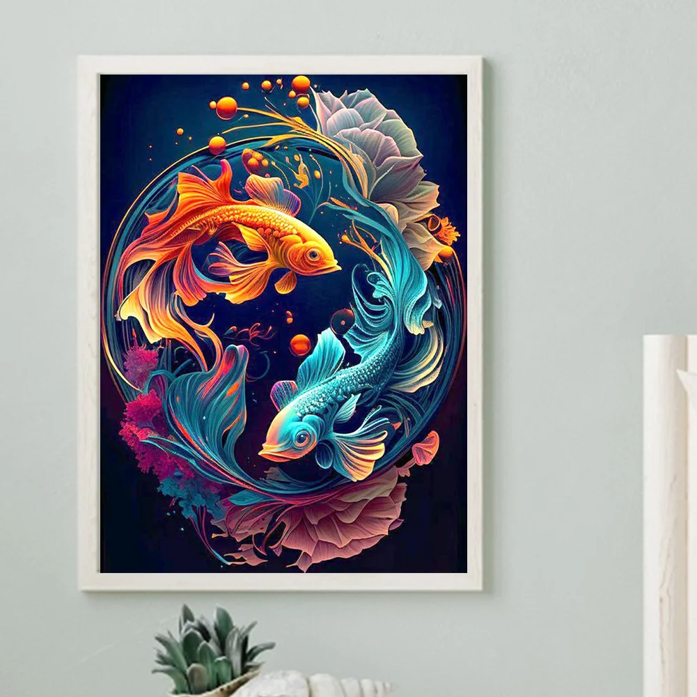 Diamond Painting - Full Round Drill - Yin Yang Fish(Canvas|30*40cm)