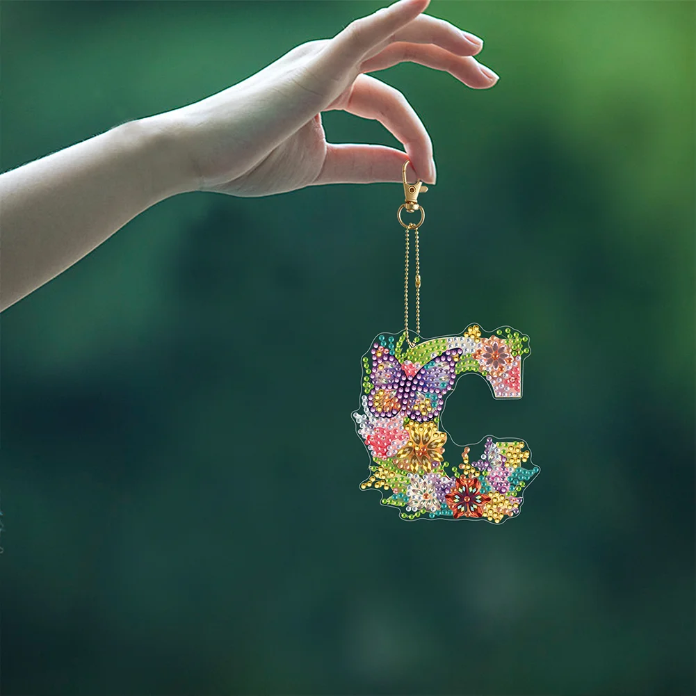 DIY Diamond Art Key Rings Special Shaped Keychain Supplies Lettter Gift for Kids