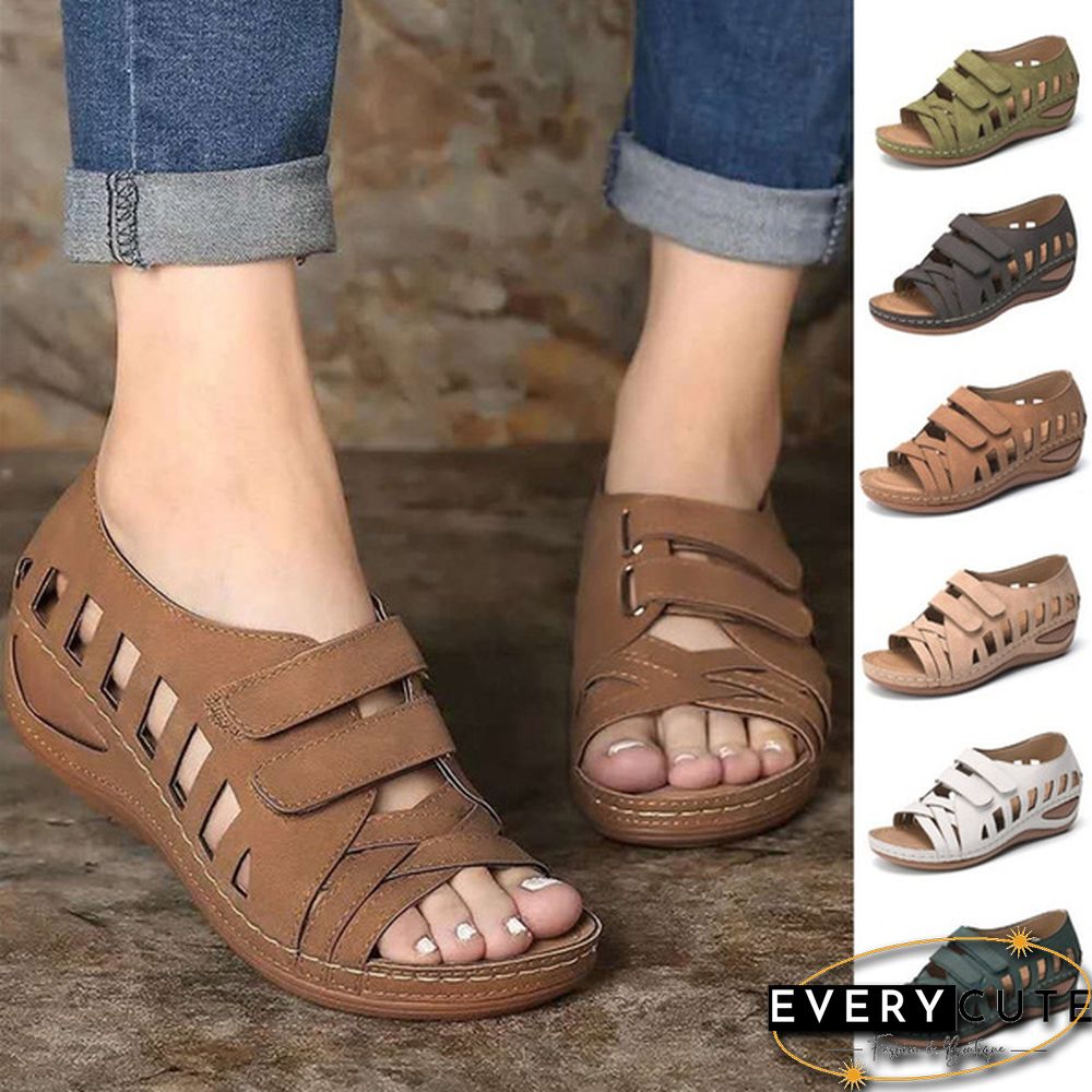 Fashion Women Summer Casual Shoes Hollow-out Leather Sandals Single Shoes Peas Shoes Ladies Loafers
