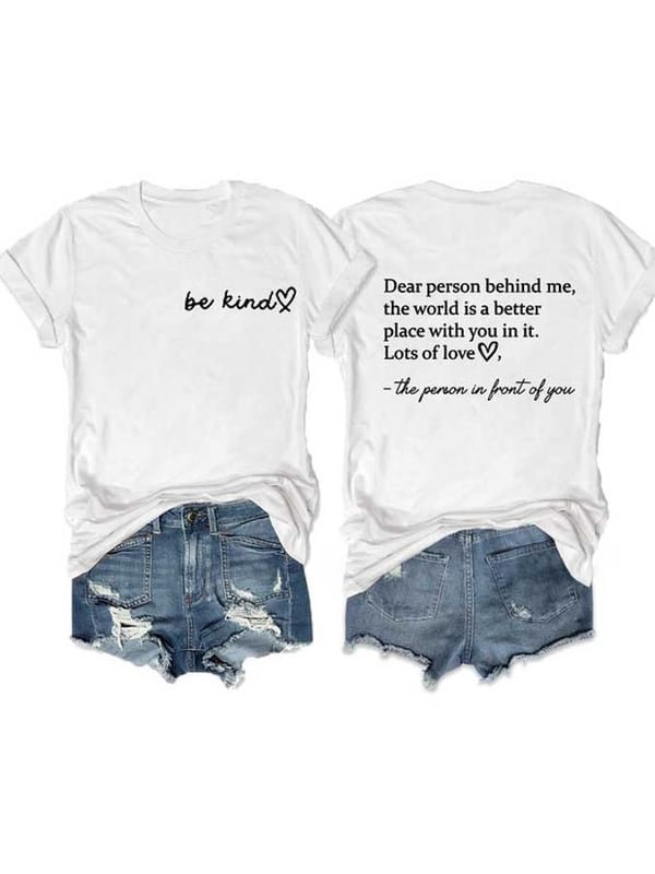 Women's The World Is A Better Place With You In It Print Round neck T-Shirt