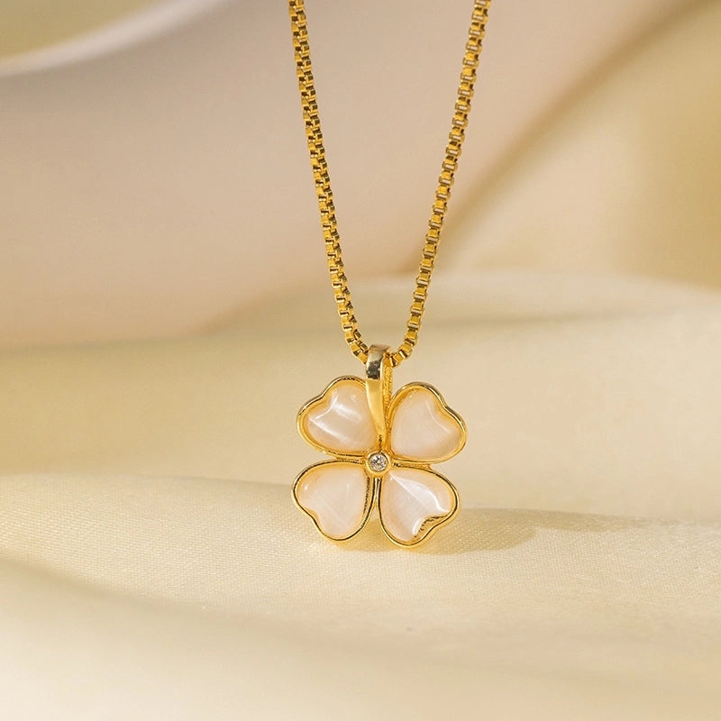 Sweet Minimalist Star Heart Shape Bow Knot Titanium Steel Zircon Plating Inlay Pendant Necklace