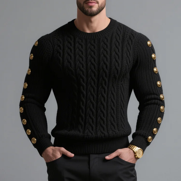 Okaywear Gold Botton Cable Sweater Okaywear