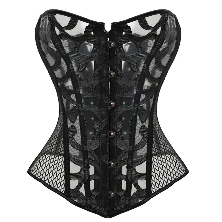 Billionm Size Corsets Sexy Black Mesh Fitness Fat Burning Girdle Belt Body Shaper Corselet Up boned Overbust Bustier Waist XS-6XL