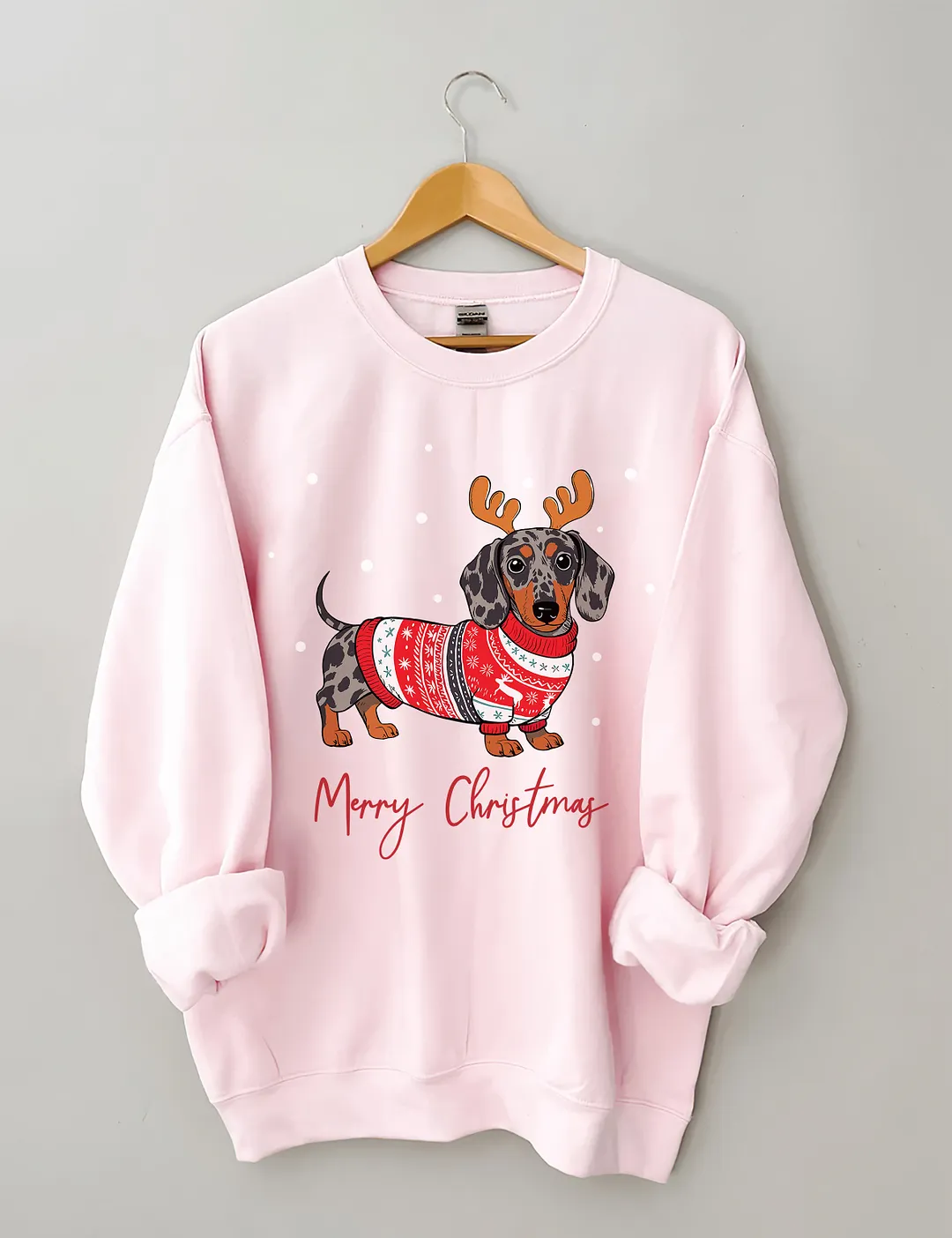 Dapple Dachshund Merry Christmas Holiday Sweatshirt