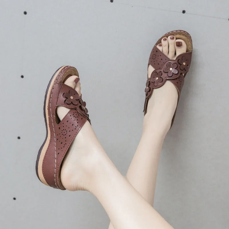 Retro Flowers Soft Bottom Casual  Slippers