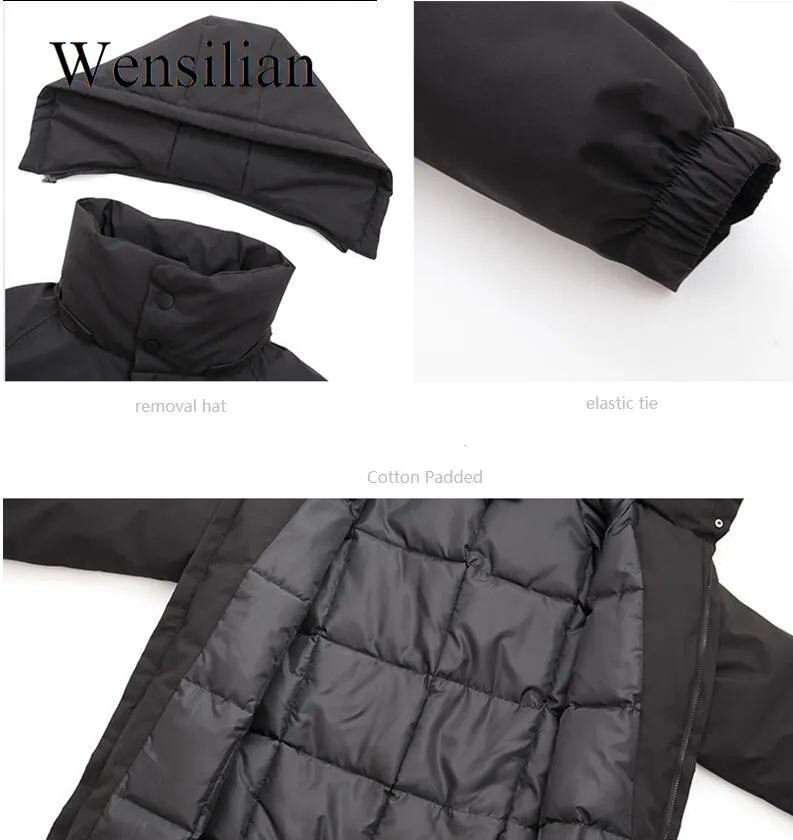 Korean Fashion Women Winter Coats Cotton-padded Long Parkas Black White Hooded Oversized Jackets Women Winter Clothes